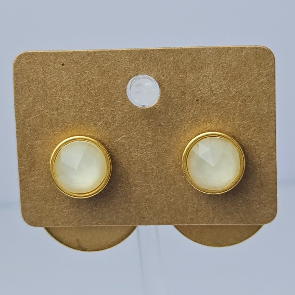 Kate Spade Marked Gold Jacket Style Earrings White Stone